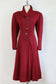 Vintage 1940s Gay Life Princess Coat - Rare WINE RED Documented 1948 Wool Gabardine Deco Half Belt Overcoat w Bakelite Buttons Size M to L