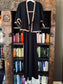 Vintage 70s Dress Set - Black Jersey Knit Maxi Sundress + Jacket w Cotton Embroidery Size S