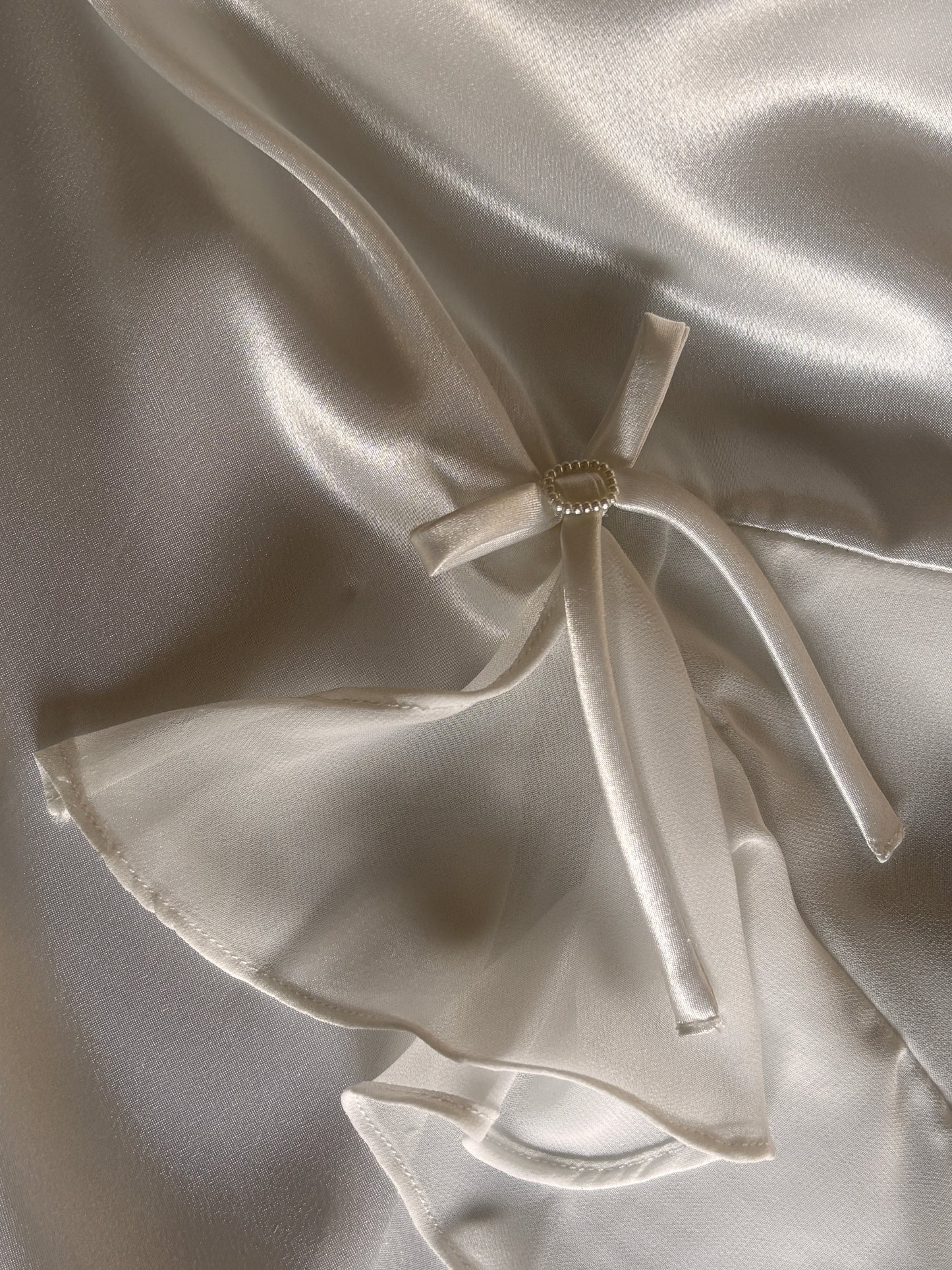 Vintage 1990s Y2K Nightgown - White Glossy Satin Bias-Cut Gown Dress w Beautiful Details Size XS to M