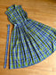 Vintage 1950s Dress - Blue Chartreuse Pink Plaid Soft Cotton Shirtwaist w Belt Size M