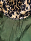 Vintage 1950s Swing Coat - Volup! Velvety-Soft Leopard Print Faux Fur w Bright Olive Green Lining! Size L to XL