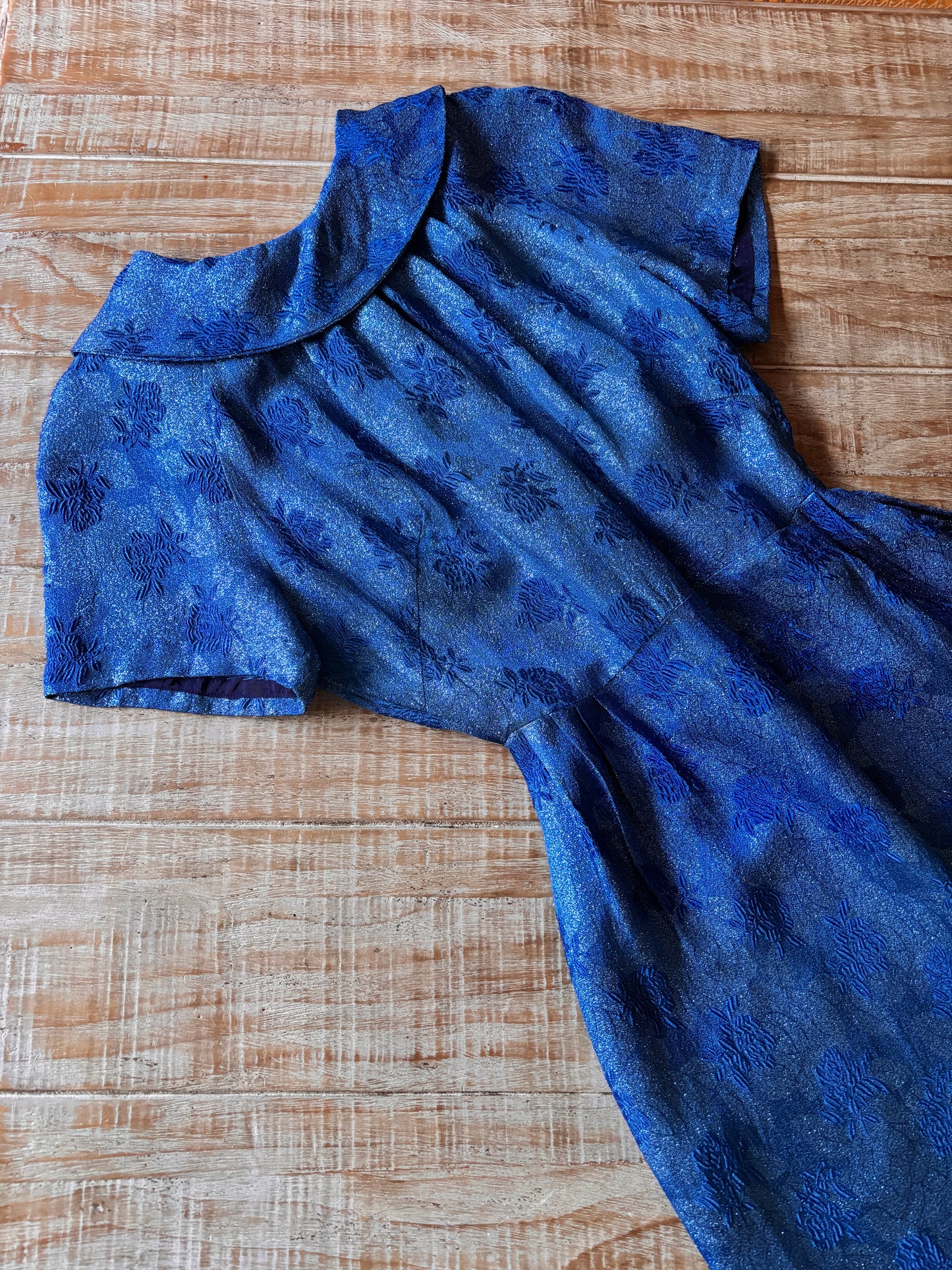 Vintage 1960s Lurex Dress - Rare Sapphire Blue Sparkling Metallic Cocktail Dress Size M