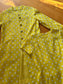 Vintage 1960s Coat Dress Set - Vibrant Sunshine Yellow White Polka Dot Silk Princess Jacket Sheath Size M
