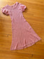 Vintage 1930s to 1940s Dress - Splendid Deco Peach Pink Crochet Hand-Knit w Balloon Sleeves Size S to M Range