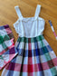 Vintage 1940s to 1950s Sundress - Jaunty Chambray Plaid Cotton Dress + Cropped Bolero Jacket Size XS to S