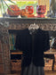 Vintage 1930s Zipper Front Dress - Goth Black Silk Velvet + Matte Rayon Peplum Cocktail Dress Size S