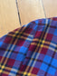 Vintage 1940s Dress - Jaunty Maroon + Blue Plaid Rayon Shirtwaist w Deco Pockets Size M to L