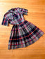 Vintage 1950s to 1960s Dress - Chambray Autumn Rainbow Plaid Cotton Day Dress w Lucite Size L to XL