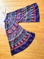 Vintage 1970s Indian Cotton Bell Bottoms - Block Print Animals Massive Palazzo Flare Pants Size XS to M