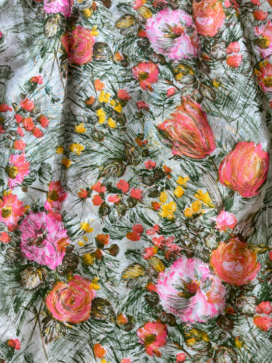 Vintage Early 1960s Dress - Volup! Striking Silken Hot Pink Citrus Olive Green Sculpted Wiggle Cocktail Size L to XL