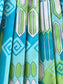 Vintage 1960s Dress - Midcentury Modern Print Blue Lime Aqua "Candy Jrs." Full Skirt Dress Size M