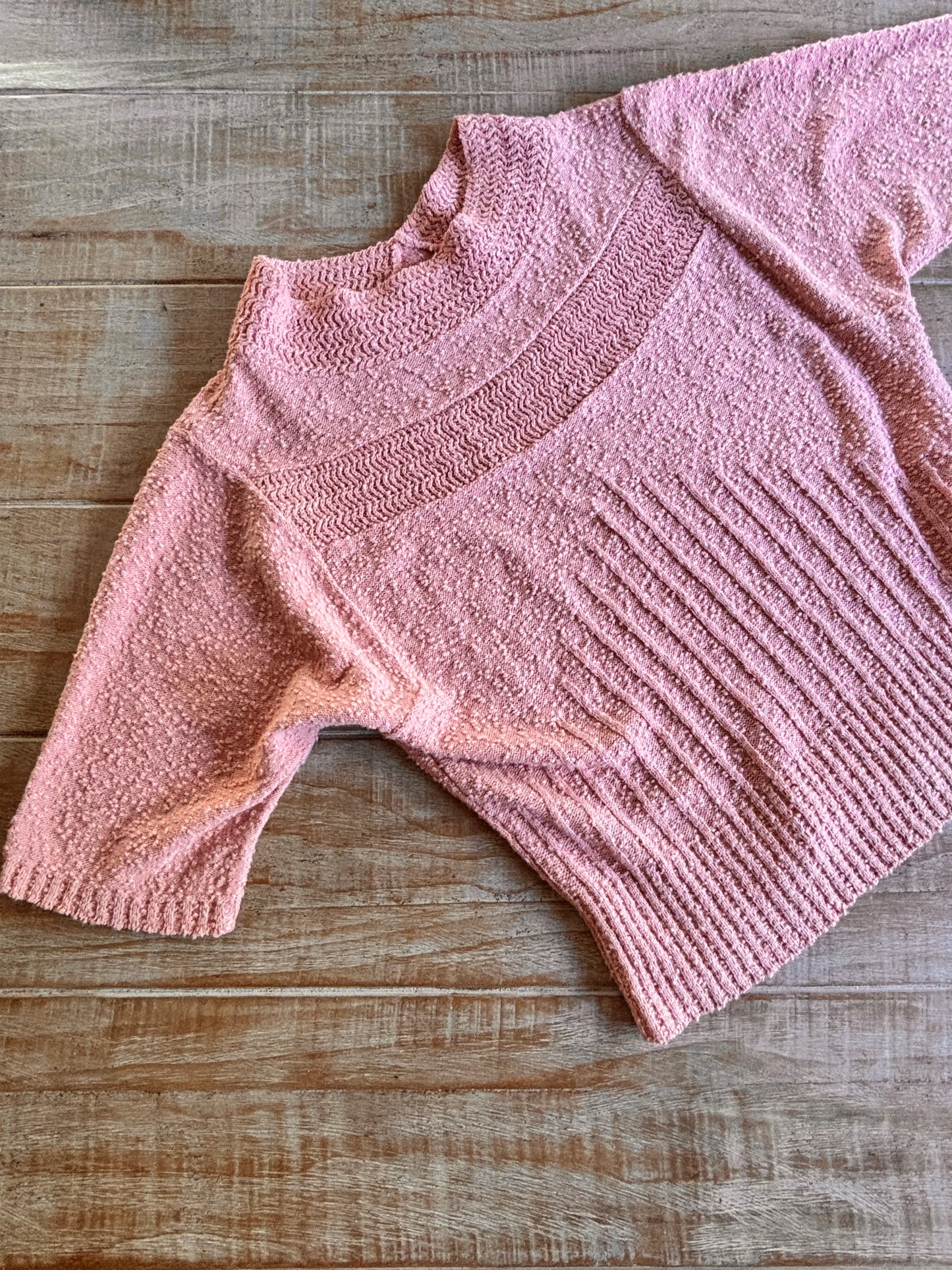 Vintage 1940s - 1950s Sweater Top - "Marinette" Ballet Pink Wool Boucle Knit Batwing Pullover Size M to XL
