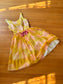 Vintage 1960s Dress - Vivacious Chartreuse Yellow Melon Pink Chiffon Cocktail Party Sundress Size S