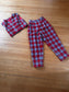 Vintage 1950s to 1960s Plaid Pant Suit - Red Wool Vest Waistcoat Top + Cigarette Pants Size S - M