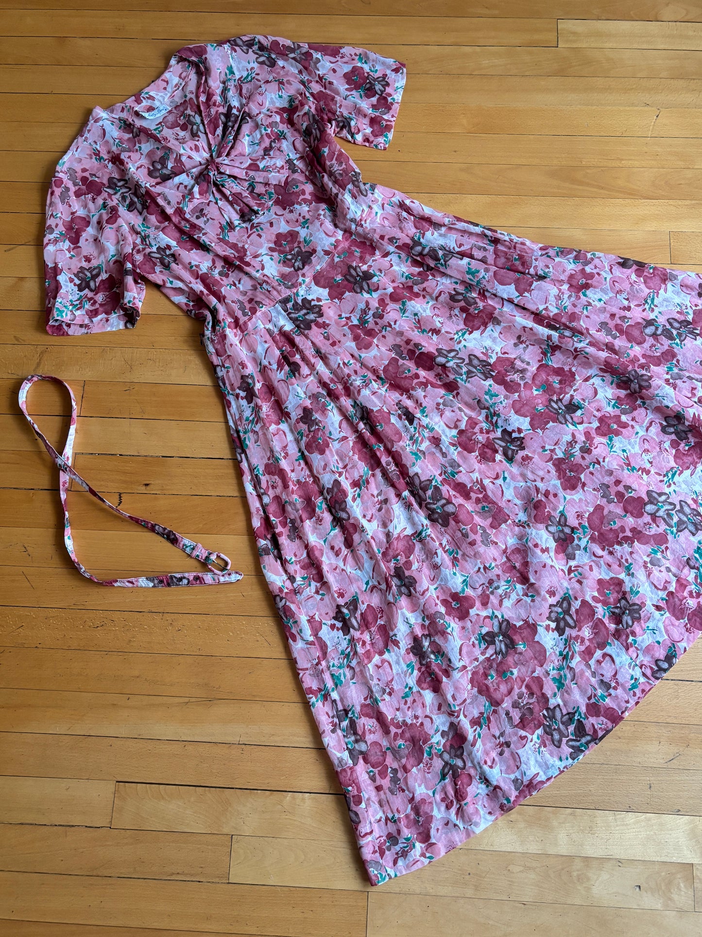 Vintage 1940s to 1950s Dress - Volup! Beautiful Nelly Don Designer Cotton Batiste Dress Size XL