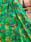 Vintage 1950s Silk Dress - Striking Grass Green w Wild Jungle Trees Cocktail Party Dress Size L
