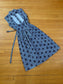 Vintage 1950s Sundress - Blue Black Cotton Eyelet Mandala Print Full Skirt Shirtwaist Dress Size M to L