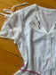 Vintage 1970s Shirtwaist - Dreamy White Soft Cotton Voile w Hand Embroidery Flowers Dress Size M to L