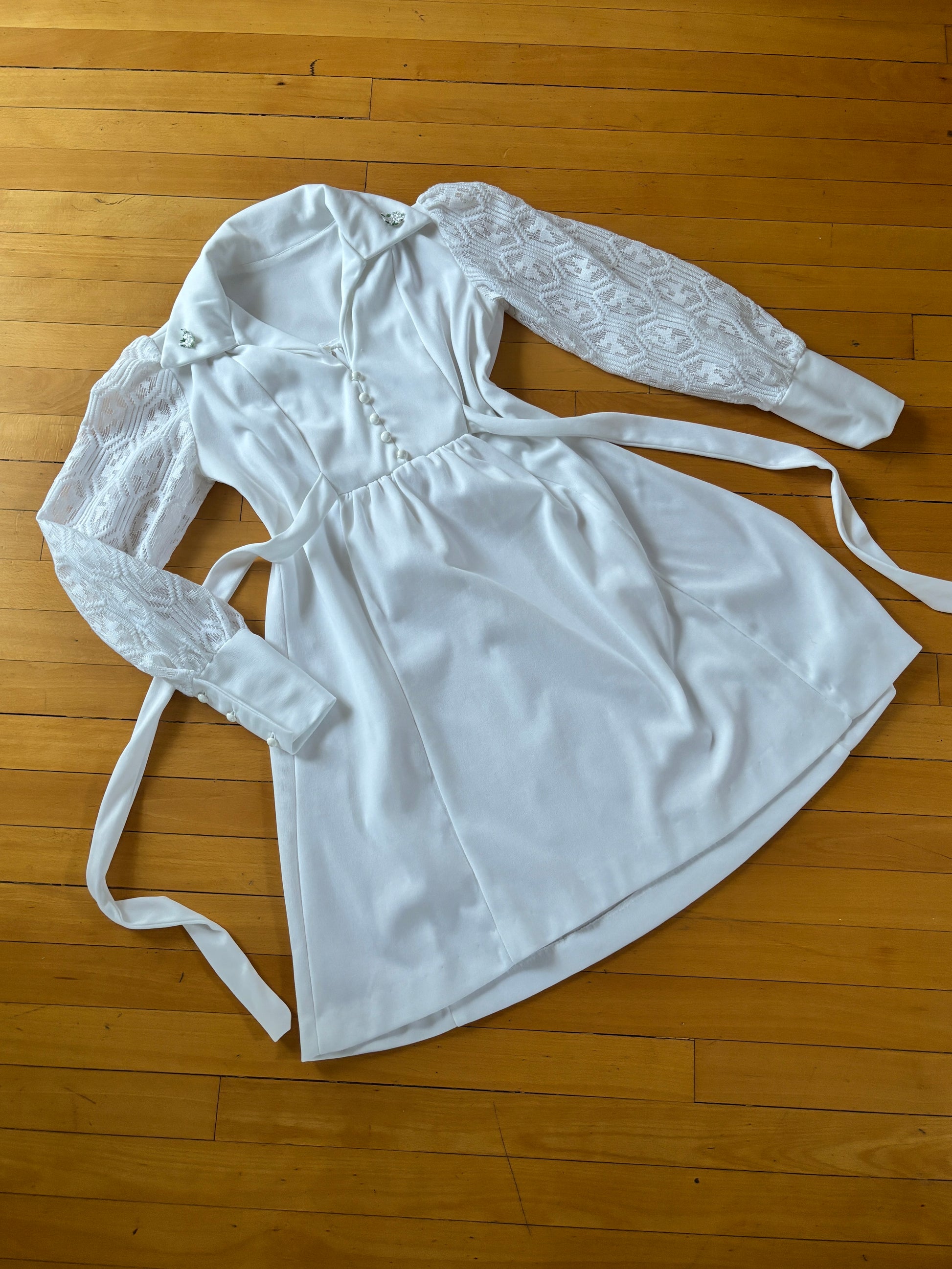 70s white mini dress Vintage 1970s Dress