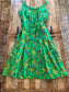 Vintage 1950s Silk Dress - Striking Grass Green w Wild Jungle Trees Cocktail Party Dress Size L