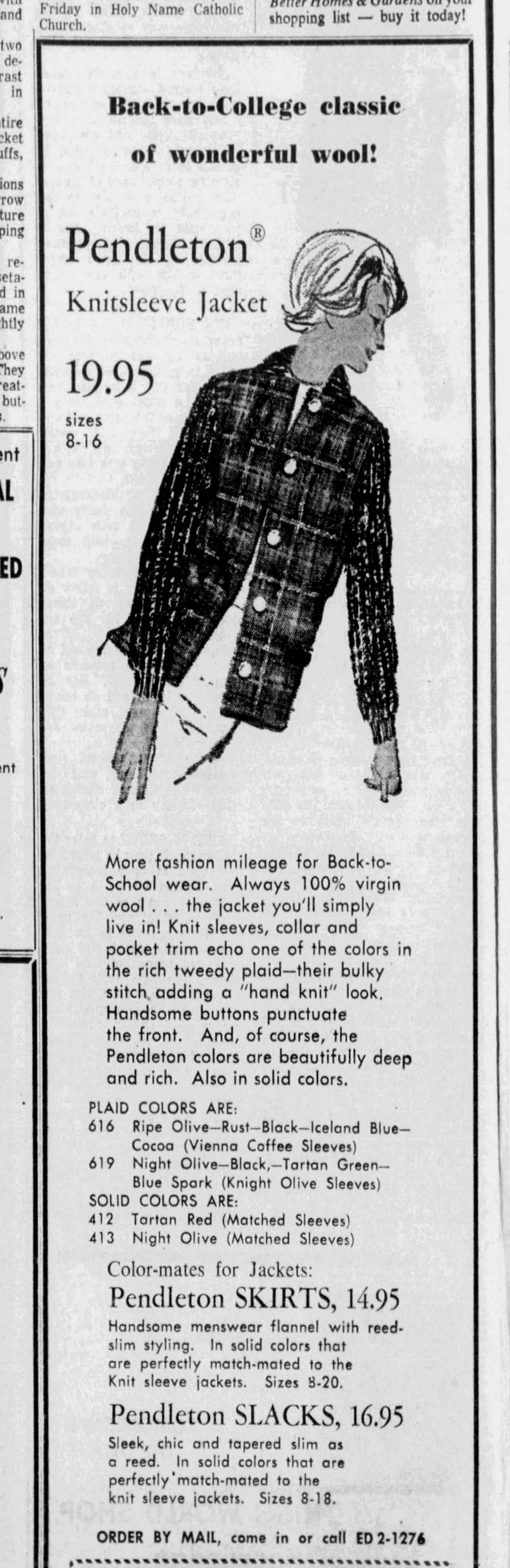 Vintage 1950s to 1960s Pantsuit - Pendleton Wool Plaid Sporty Jacket + Cigarette Pants Rare Knitwear Size S to M