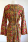 Vintage 1960s to 1970s Indian Gown - Easy-Going Block Print Floral India Cotton Maxi Kaftan Dress Size M