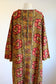 Vintage 1960s to 1970s Indian Gown - Easy-Going Block Print Floral India Cotton Maxi Kaftan Dress Size M