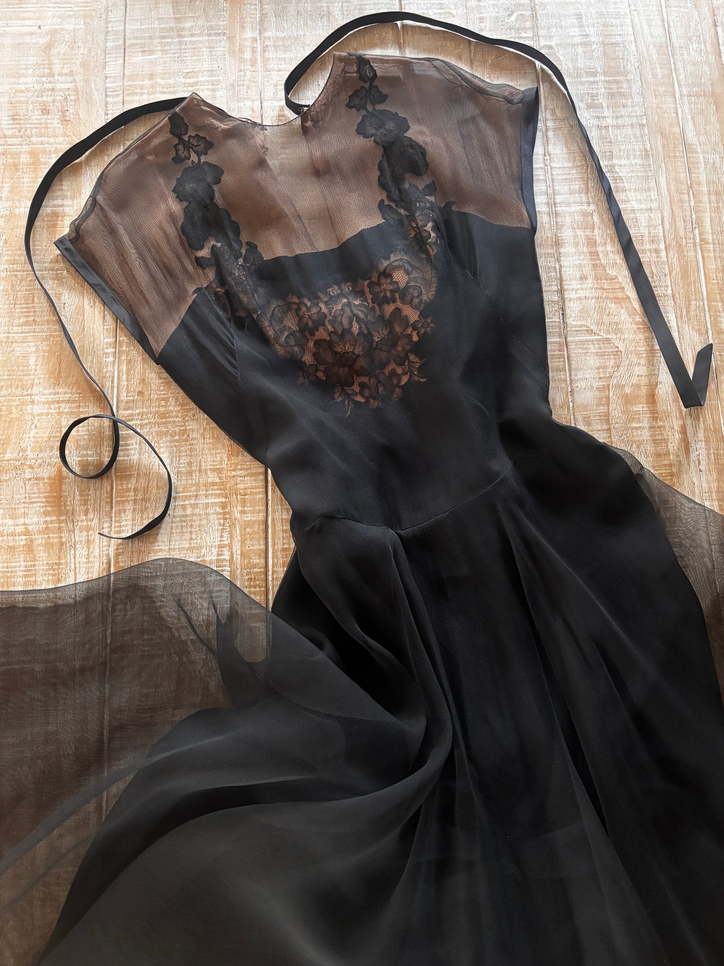 Vintage 1950s Designer Dress - Rare Irene Lentz Silk + Lace Illusion Cocktail Party Event Dress Size M