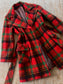 Vintage 1970s Tartan Princess Coat - Rare Red Plaid Belted Wrap Car Coat w Pockets Size S to M