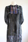 Vintage 1970s Rayon Gown - Indian-Inspired Boho Black Goth Border Print Robbie Bee Tent Tunic Size S to M