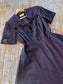 Vintage 1940s Dress - Exceptional Deep Violet Silk Taffeta + Velvet Cocktail Party Dress w Beaded Leaves Size M to L