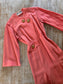 Vintage 1940s Dress - Smart, Sophisticated Coral Pink Wool Samuel Grossman w Gold Metal Accents Dress Size