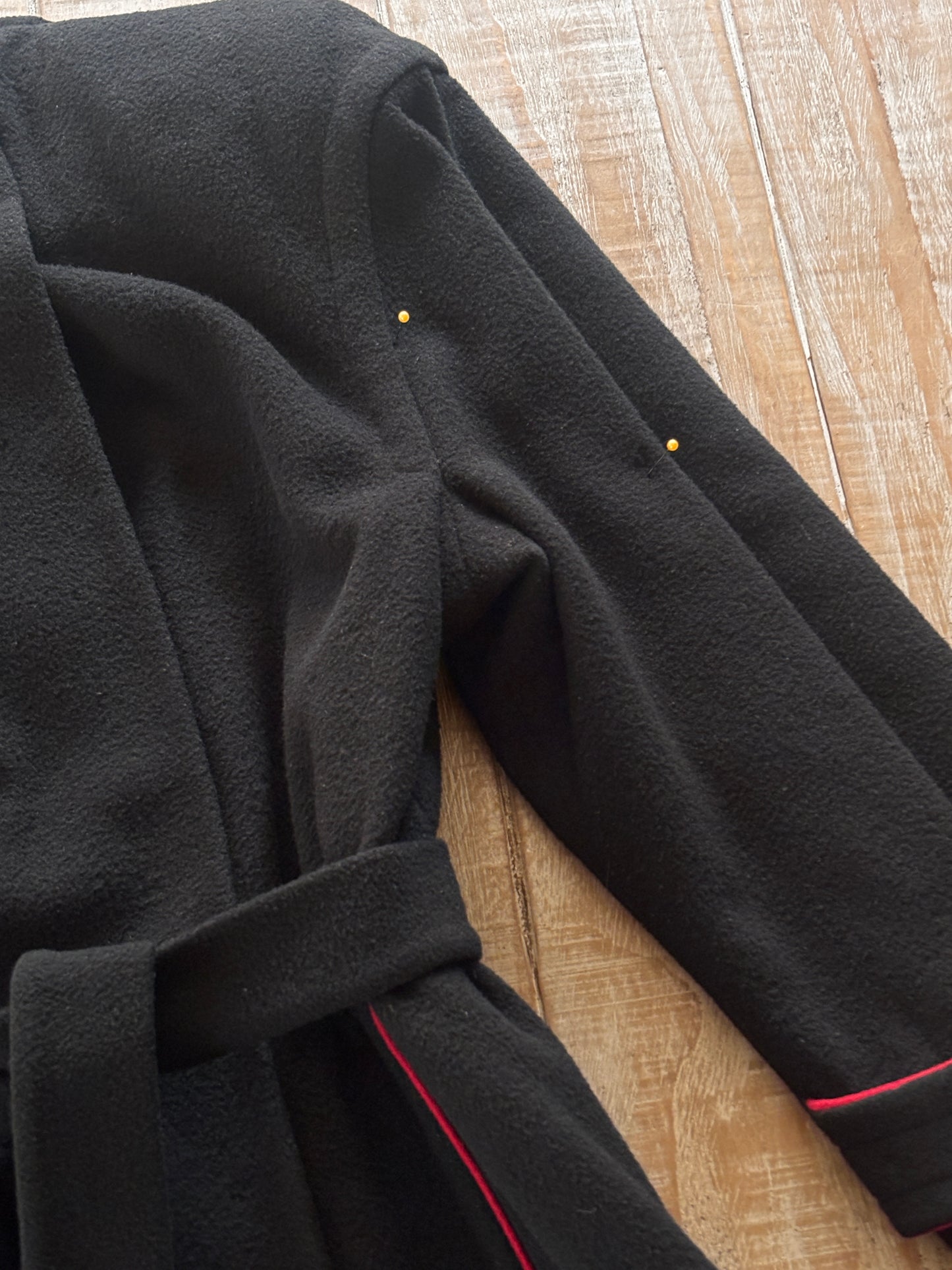 Vintage 1940s Hooded Princess Coat - Femme Fatale! Black Widow Spider Deco Wool Overcoat w Matching Hood Size S to M