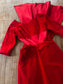 Vintage 1950s Dress - Dreamy Deadstock Designer Red Velvet + Satin Trained Cocktail Party Dress Size S
