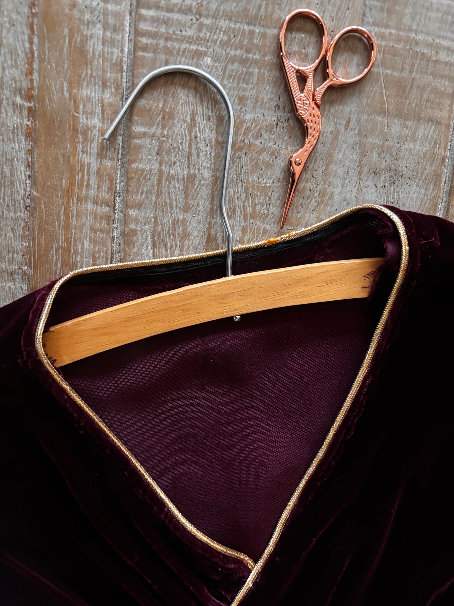 Vintage 1930s to 1940s Dress - Cherry Coke Wine Red Slinky Velvet w Ruching + Gilt Gold Size M to L