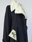 Vintage 1940s Princess Coat - MAGNIFICENT High Contrast Winter White Ermine Fur + Cashmere Swing Car Coat Size M - L