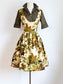 Vintage 1960s Tapestry Dress - Luxuriant Golden Rose Print Cotton Scoop-Neck Jumper Size S to M