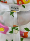 Vintage 1970s Coat Dress - Darling Citrus + Candy Pink Mod Flower Pique Lucite Buttons w Pockets Size M to L