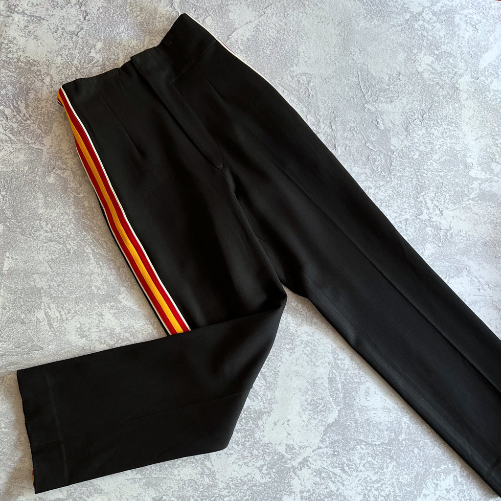 Vintage 1950s Women's High Waisted Band Slacks - Black Wool Twill Pants Trousers w Incredible Metal Zipper Action - Choose Your Size