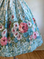Vintage 1950s Dress - SPECTACULAR Blue Pink Green Border Print Floral Cotton Sundress Size XS - S