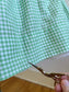 Vintage 1950s Dress - JAUNTY Spring Green Gingham Plaid Belted Cotton Blend Shirtwaist Size M