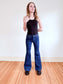 Vintage 1970s Denim Jeans - FRINGE BOOTY! Dark Wash Wide Leg Bell Bottom Flare Pants W28"