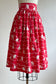 Vintage 1930s - 1940s Skirt - DARLING Strawberry Red White Grey Palm Tree Novelty Print Skirt Size XS - S