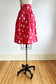 Vintage 1930s - 1940s Skirt - DARLING Strawberry Red White Grey Palm Tree Novelty Print Skirt Size XS - S