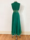 Vintage 1960s Gala Goddess Dress - SPECTACULAR Designer Jack Bryan Emerald Chiffon w Rhinestones + Beading Maxi Gown Size M to L