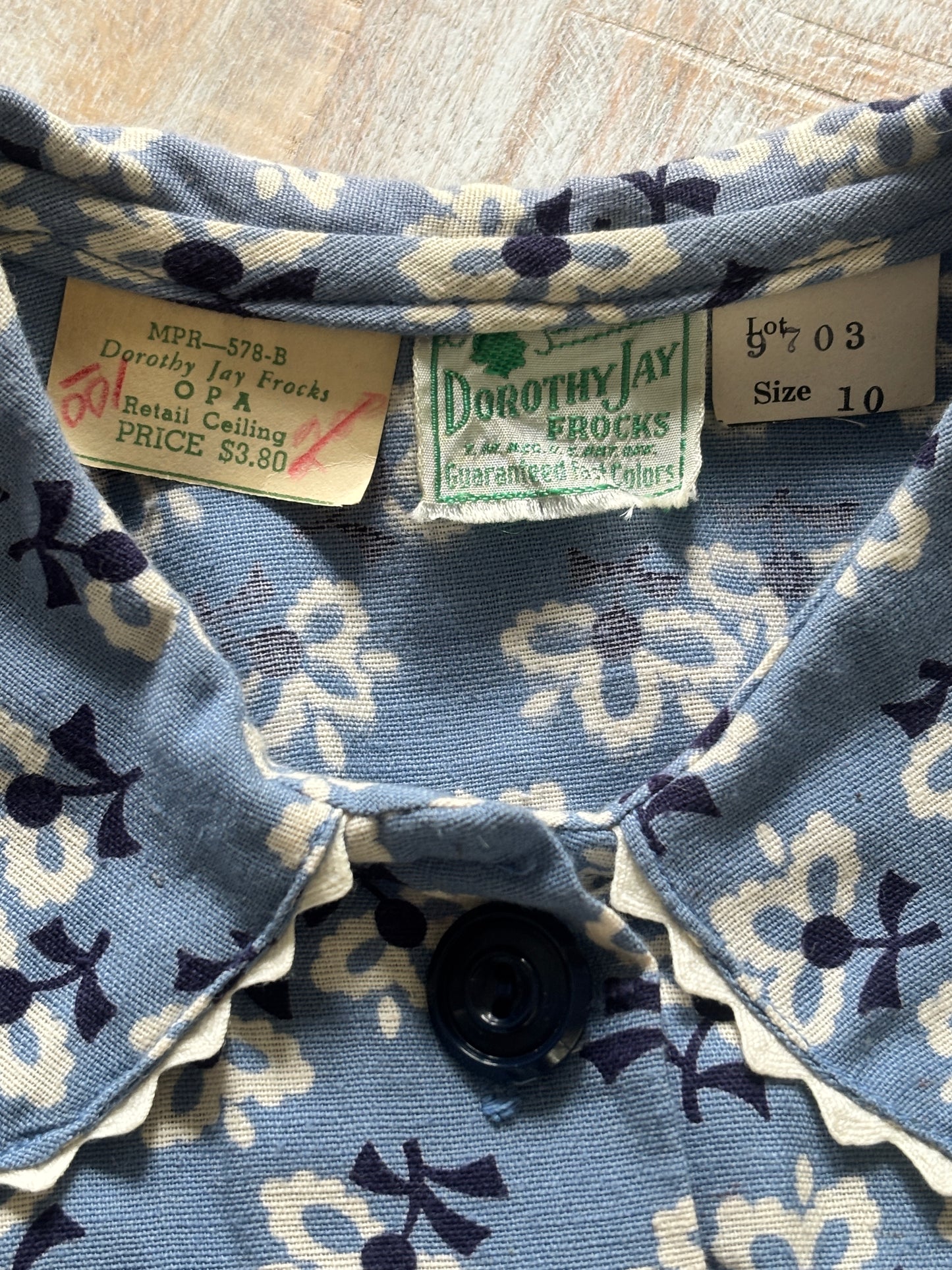 Vintage 1940s Dress - Rare WW2 Deadstock w Tags Delphite Blue Rayon Shirtwaist + Deco Belt Size XS