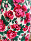 Vintage 1930s to 1940s Dress - Volup! Red Hot Pink Green Rose Print Rayon Jersey Gown w Galalith Belt Size XL