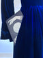 Vintage 1940s Velvet Hostess Coat - STUNNING Sapphire Blue Full-Length Wrap Designer Robe Size S to M