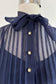 Vintage 1940s Dress - GORGEOUS Summer Goth Midnight Blue Mesh w Bow + Matching Slip Size M - L