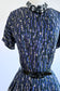 Vintage 1950s Dress - DREAMY Blue Lavender Black Tan Bamboo Print Silk Party Dress w Belt Size M